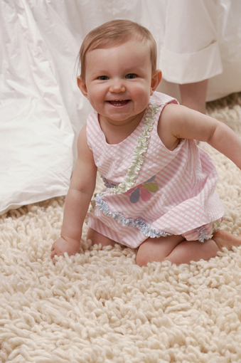 baby on professionally cleaned carpet